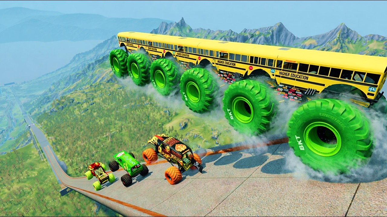 Epic High Speed monster trucks jumps stunts & crashes #079 in BeamNG Drive