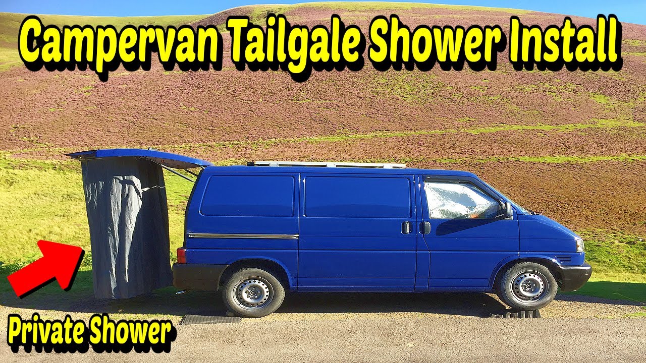 Campervan Tailgate Shower Install With Privacy Campervan Shower Curtain Build