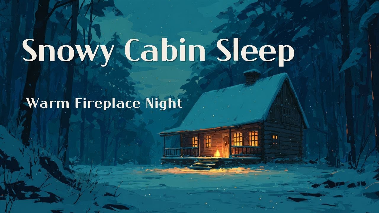 Snowy Cabin Sleep ❄️ | Warm Fireplace Night (6 Hours)
