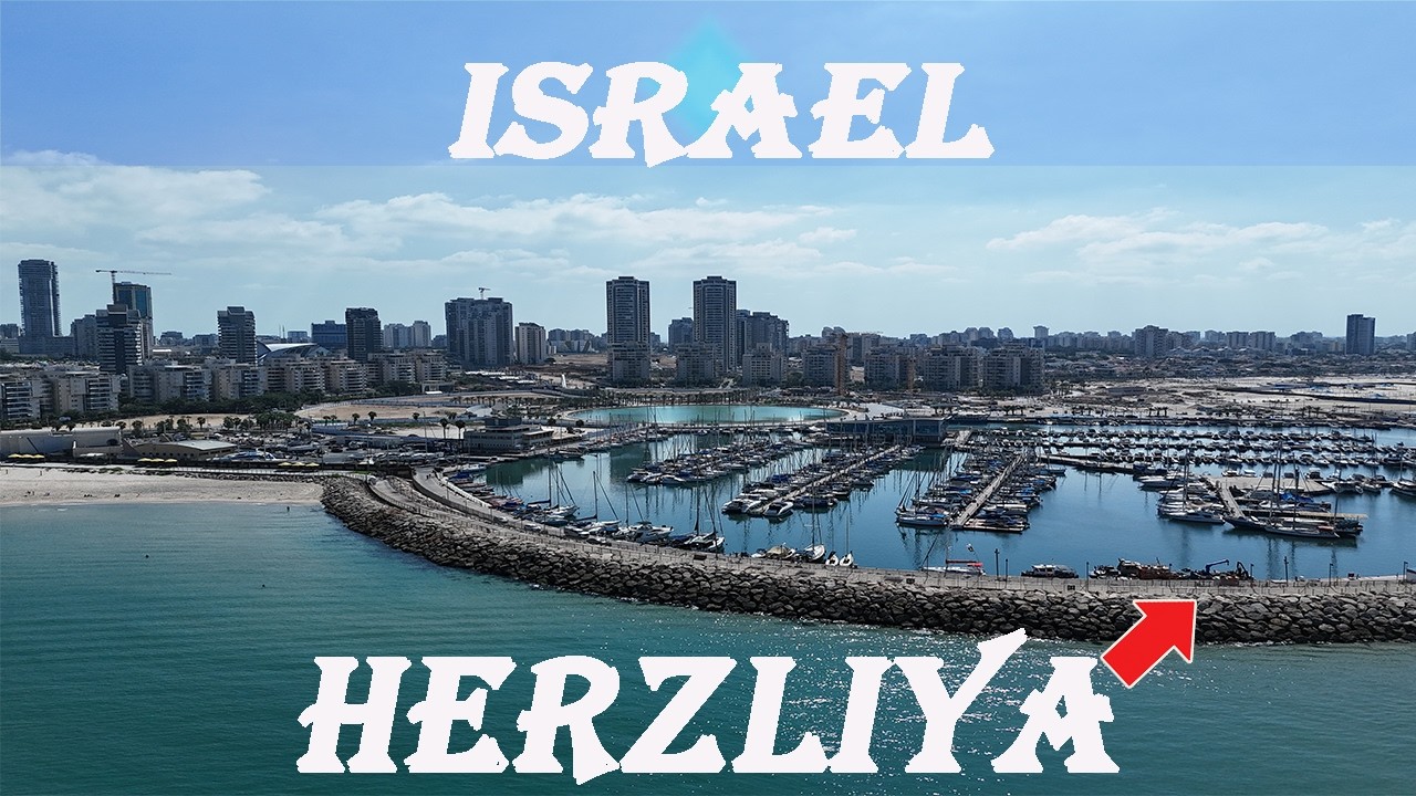 The breakwater and marina in Herzliya, Israel -4K, cinematic video