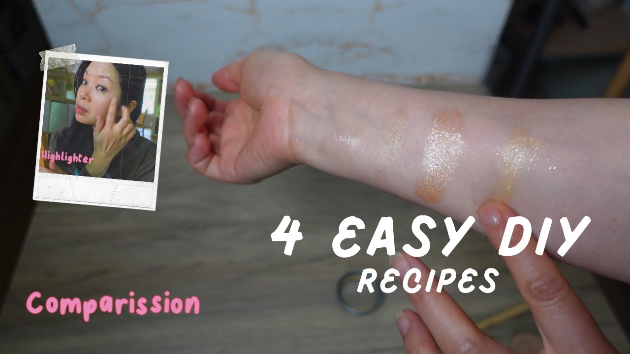 4 DIY Highlighters Without Eyeshadow | Natural Glow Tutorial #zerowastemakeup
