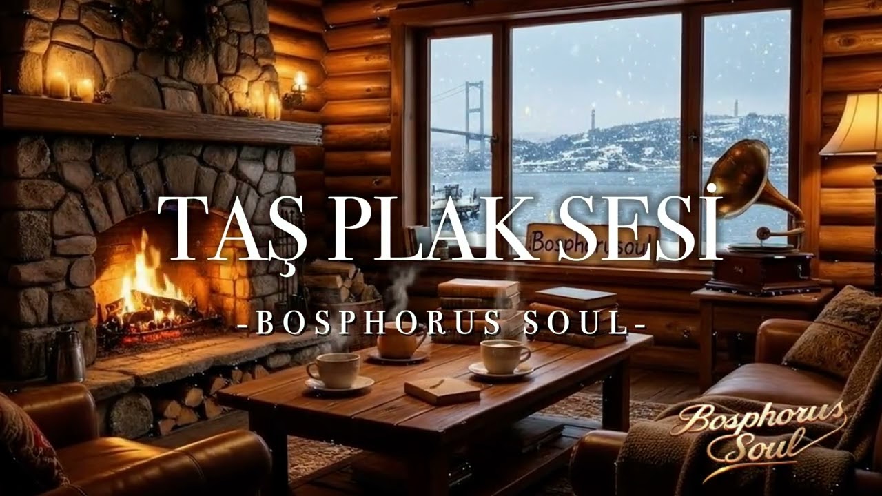 Vintage Gramofon Müziği | Taş Plak Sesi & Kırmızı Ateş Ambiyansı