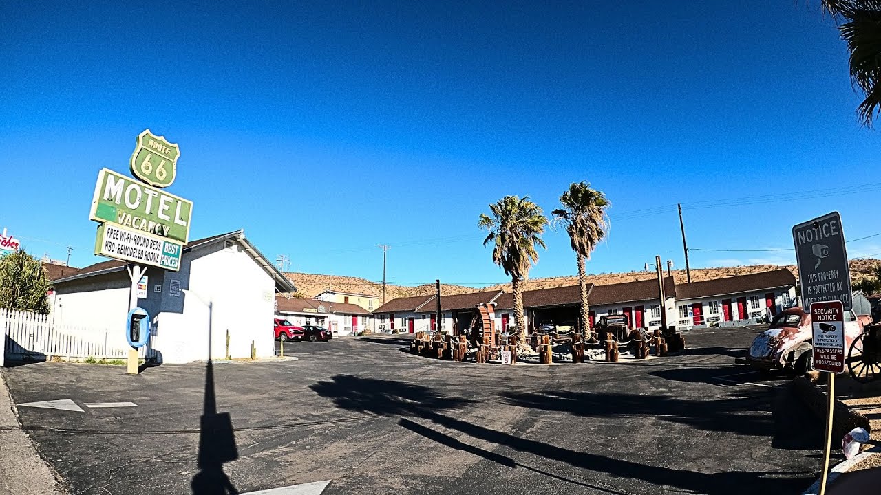 Route 66 Motel, Barstow, California - USA (Cool Yard!)