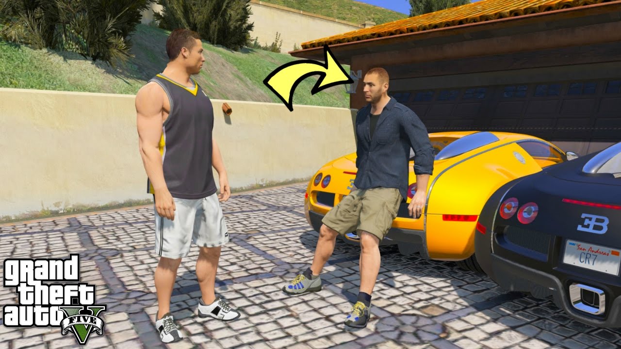 CRISTIANO RONALDO GTA 5 REAL LIFE MOD #5  MEETING KARIM BENZEMA