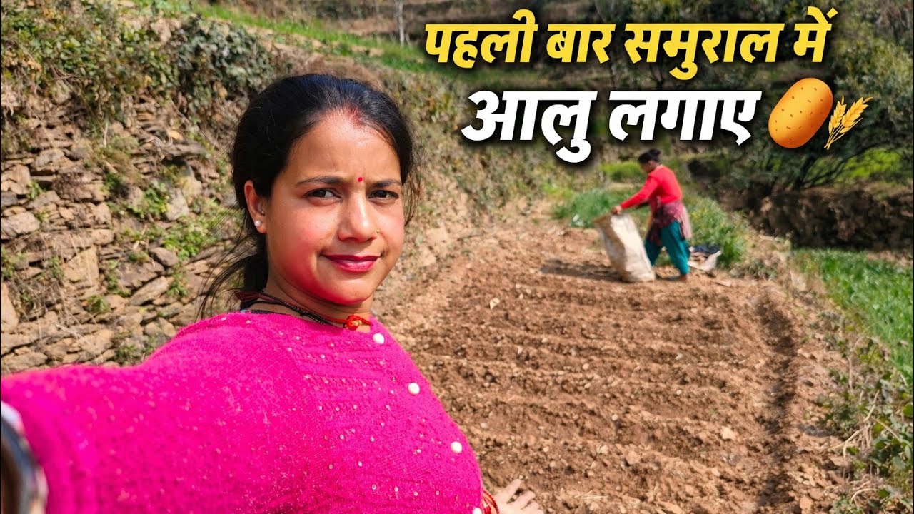 आज ससुराल में पहली बार आलू लगाए 🥔👩‍🌾 | गांव की जिंदगी
