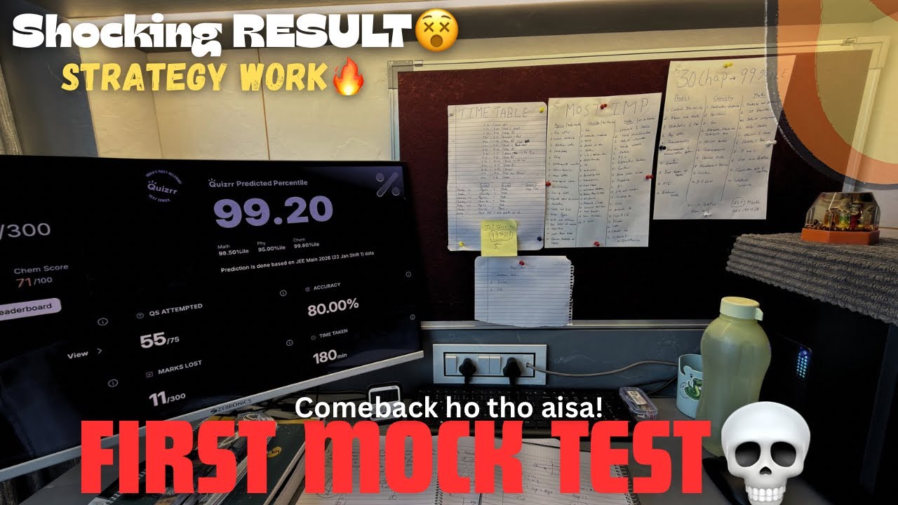 My First JEE Mock Test 😳 99 %ile?! | Day 2 JEE Study Challenge #jee2026 #studychallenge #studyvlog 