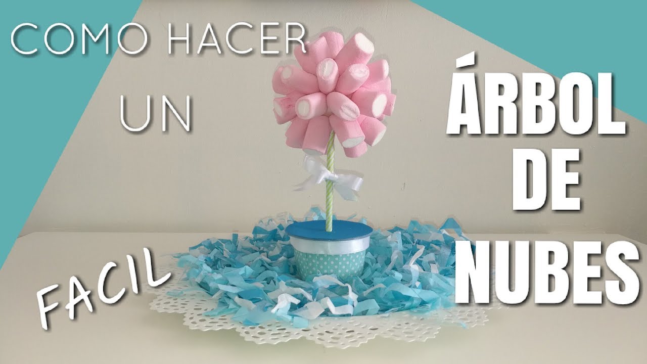 Como hacer Arbol de nubes | Marshmallow tree, diy Recycling a jar | topiario de marshmallow