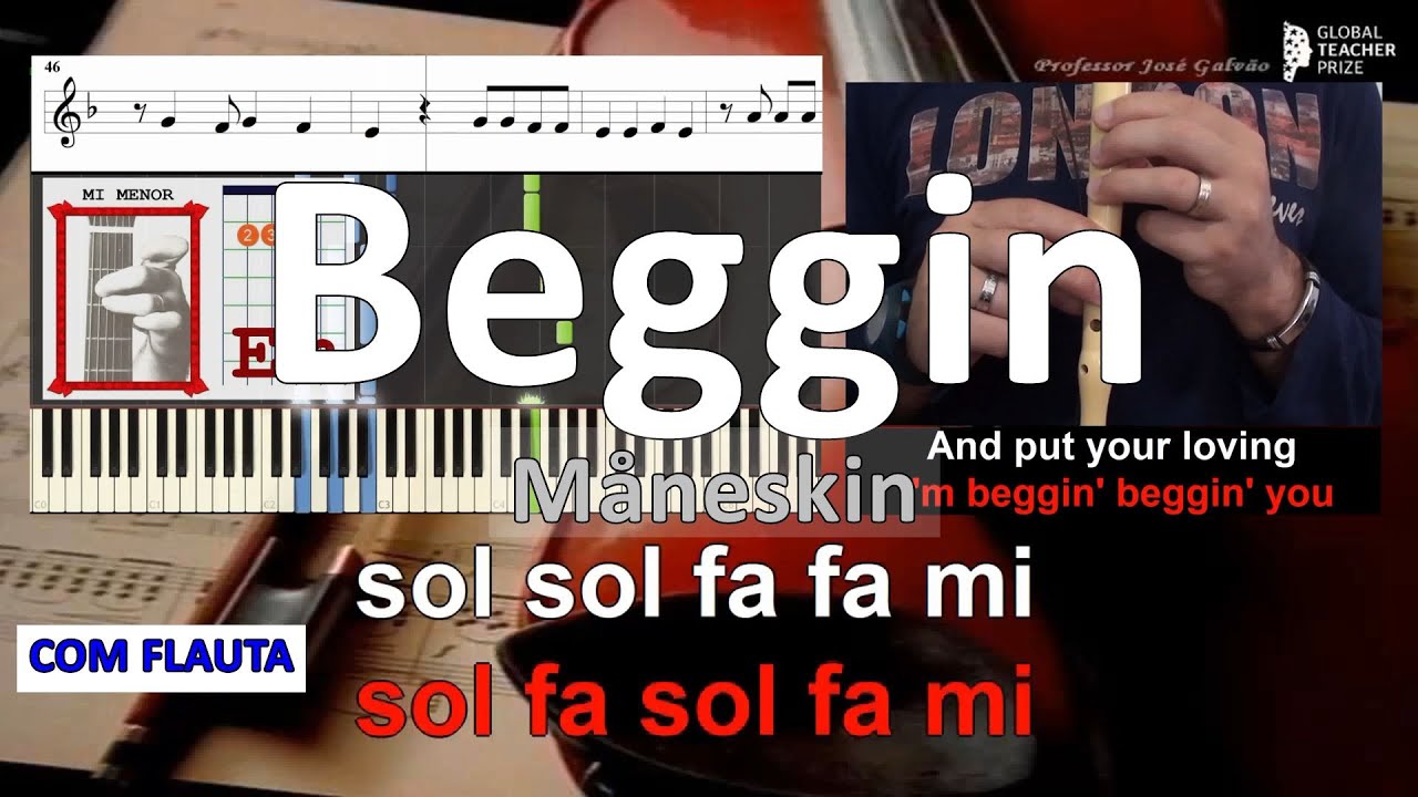 Beggin Måneskin Karaoke Letra Cifra Notas Flauta Guitarra Piano Educacao Musical Jose Galvao CVG