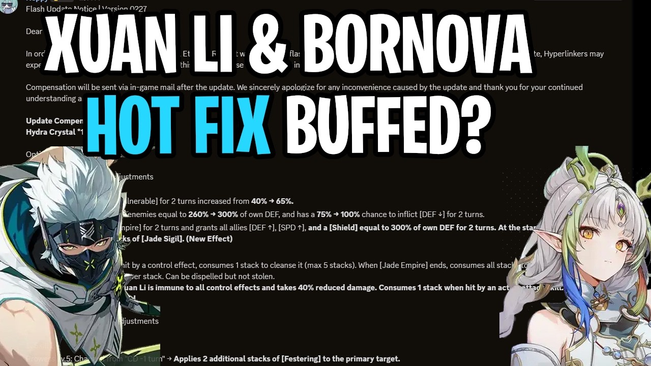 Xuanli Is INSANE NOW?! Xuan Li & Bornova HOTFIX BUFFS! [Etheria Restart]