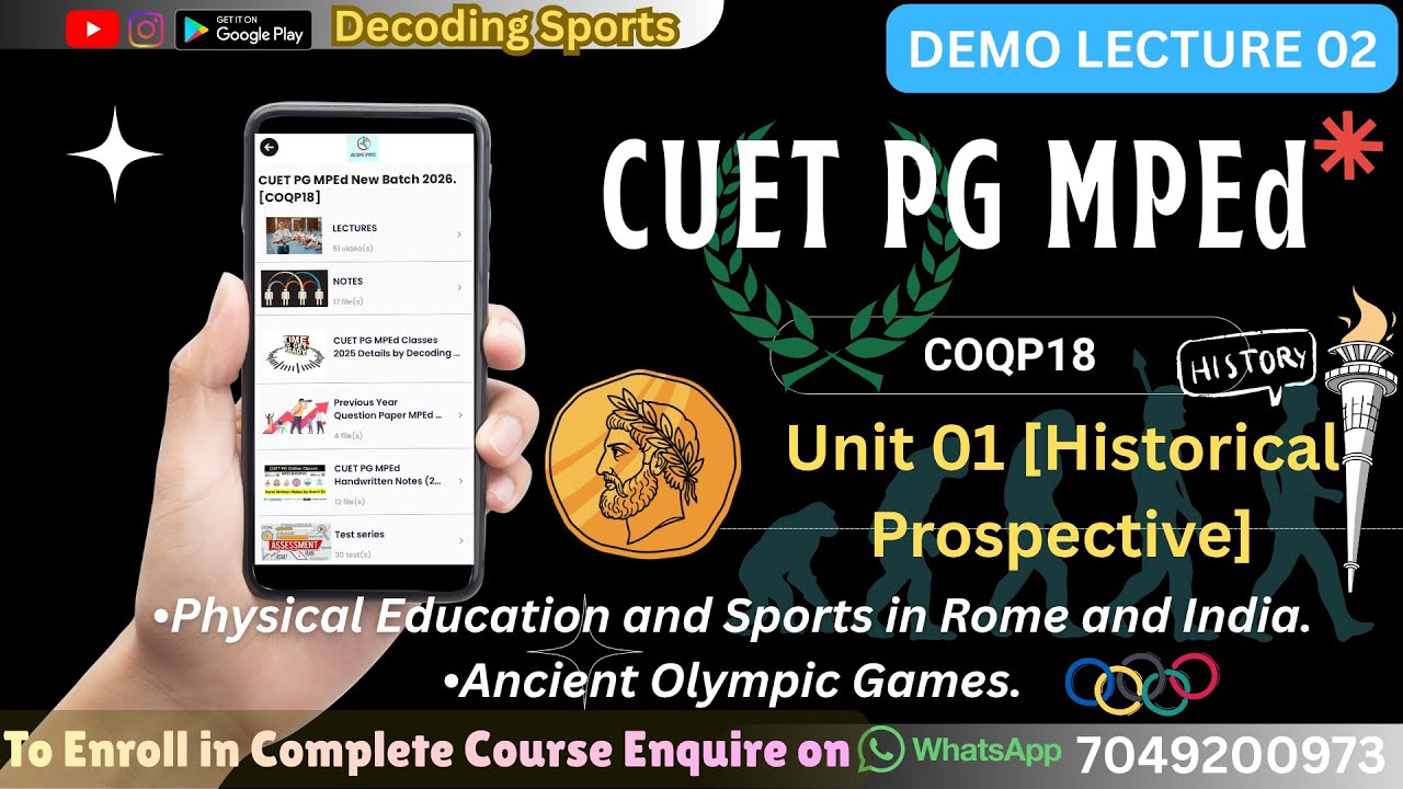 CUET PG MPEd COQP18 // Unit 01 Historical Perspective (Part B) History of PE & Ancient Olympics