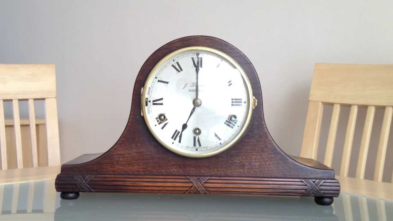 OUTSTANDING OAK HAC WESTMINSTER CHIME EDWARDIAN NAPOLEON HAT MANTLE CLOCK