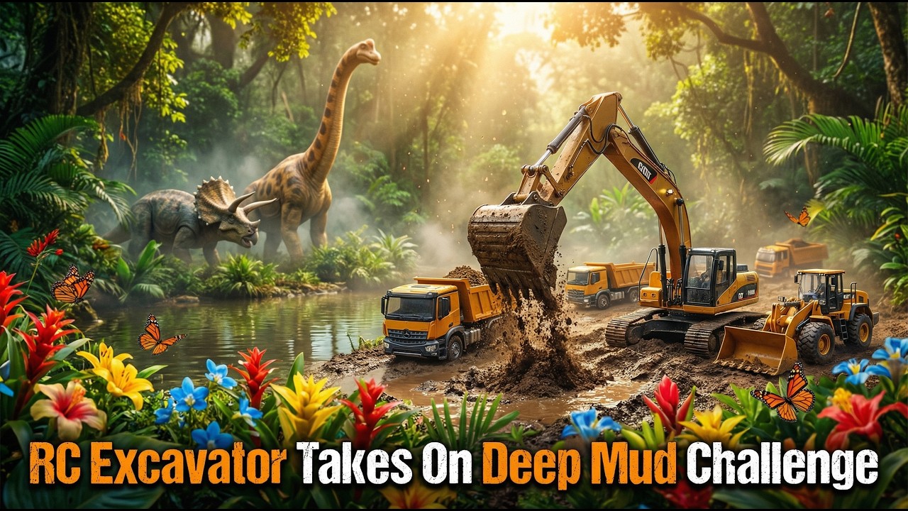 RC Excavator Takes On Deep Mud Challenge 💦