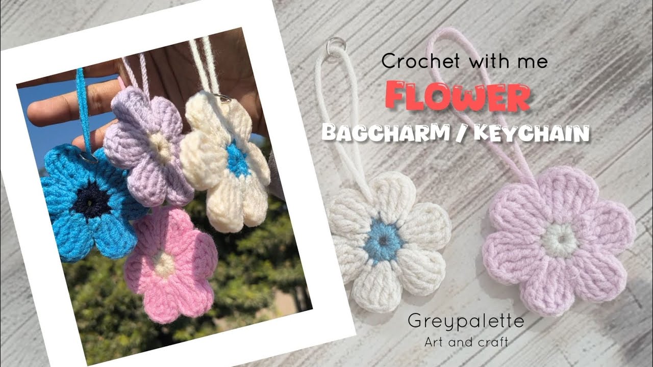 CROCHET FLOWER BAG CHARM / KEYCHAIN || easy to learn for beginners 
