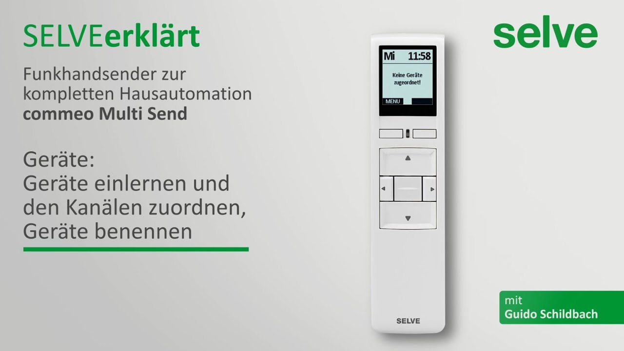 SELVE erklärt: commeo Multi Send: Geräte einlernen und den Kanälen zuordnen, Geräte benennen