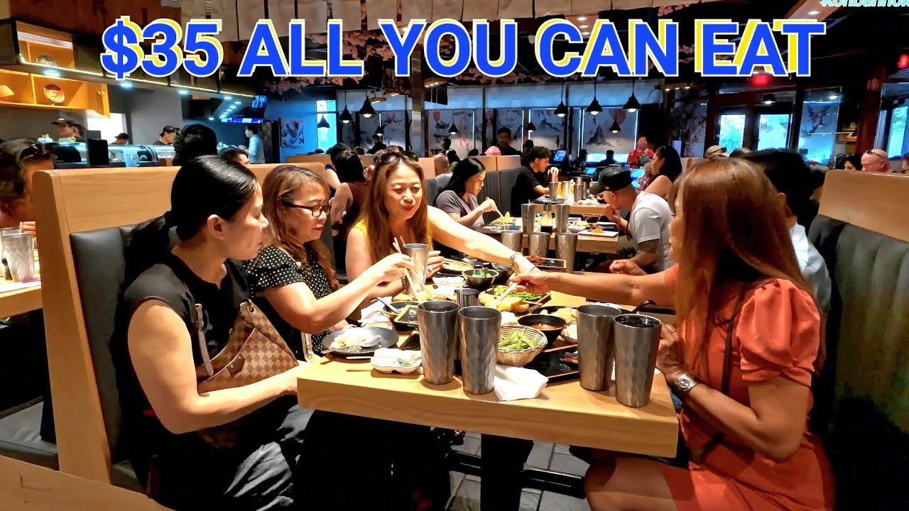 Konbannok is eating dinner with Lao friends at Japanese Buffet Restaurant in Fresno, California 