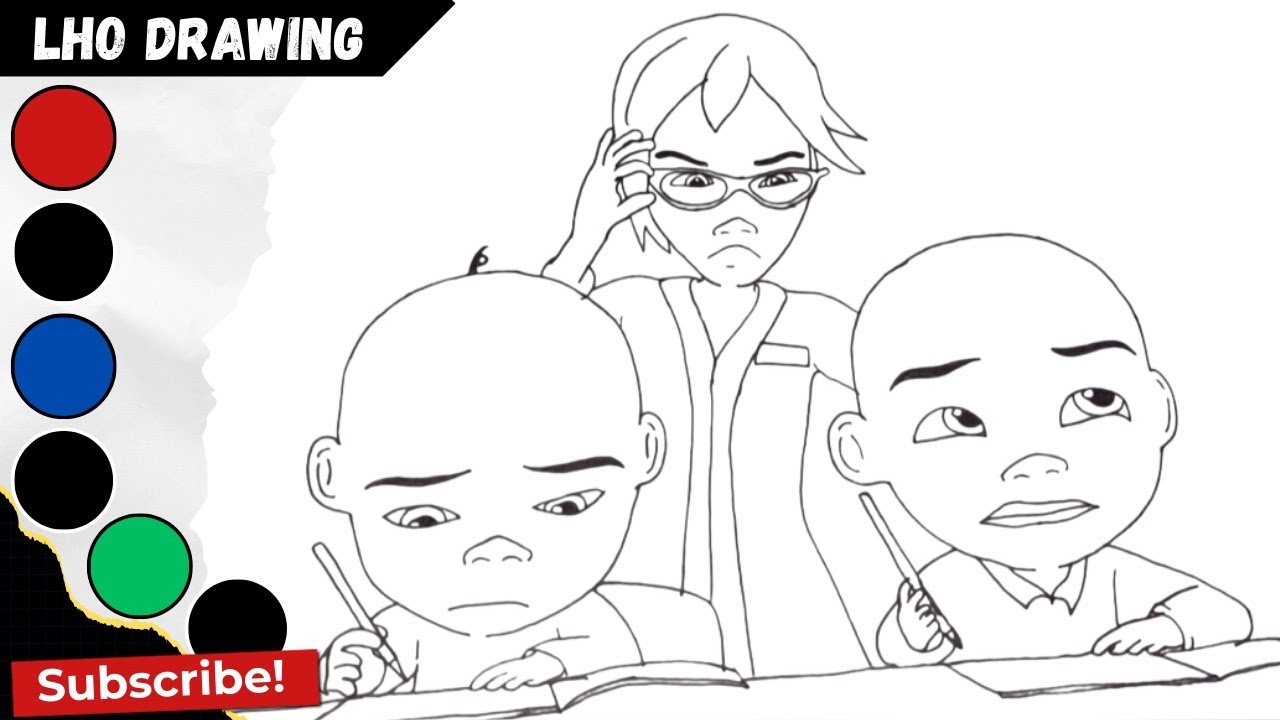 Menggambar Upin & Ipin Sedang Belajar Sama Kak Ros - Upin & Ipin Terbaru 2026