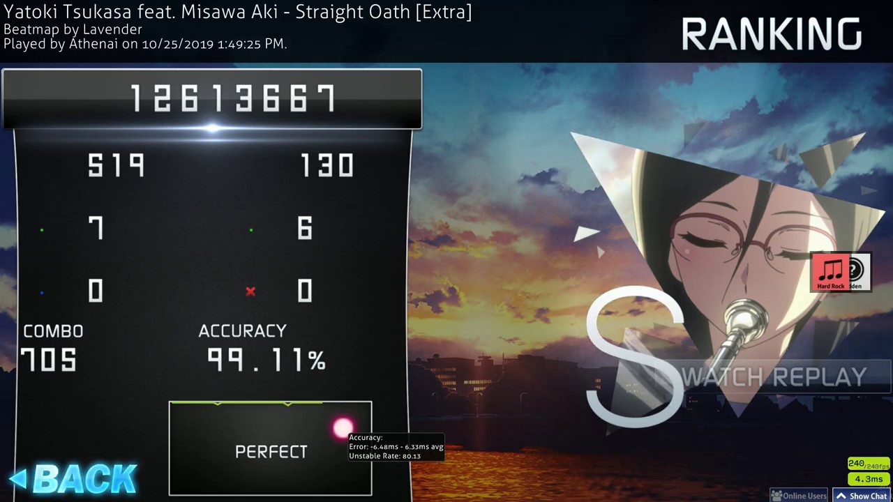 Yatoki Tsukasa feat. Misawa Aki - Straight Oath [Extra] +HD,HR (99.11%)