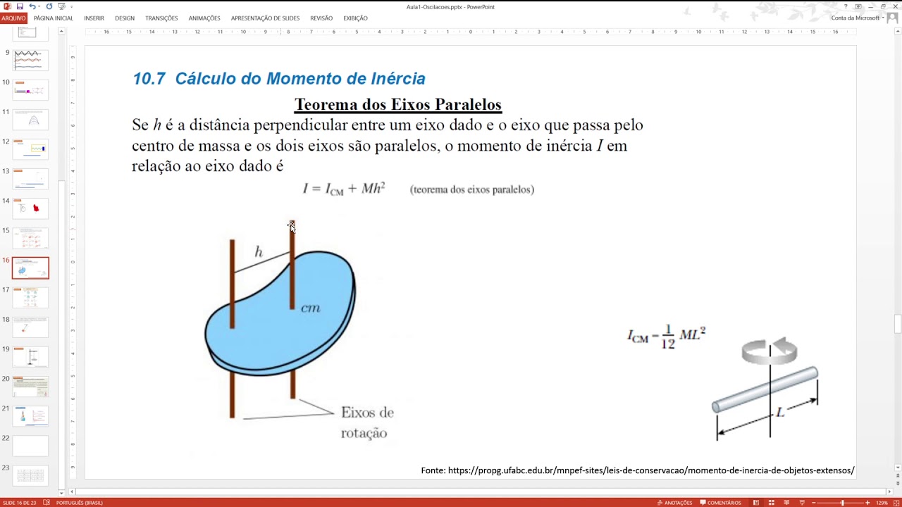 Pêndulo Físico - Exercício 41 cap15 - Halliday (10a edição)