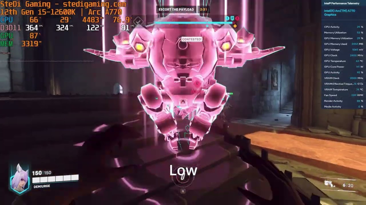 Intel Arc A770: Overwatch 2 on Low and Epic with Intel i5-12600K