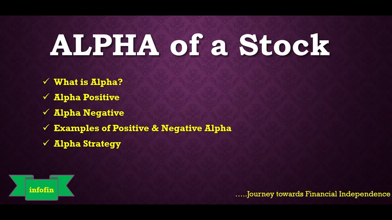 ALPHA of a Stock (You must know for your portfolio)