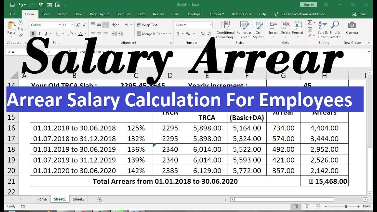 salary arrear calculation&nbsp;excel sheet