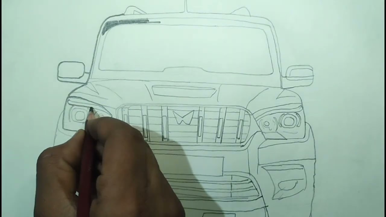 How to draw Mahindra Scorpio classic car ✏️ pencil drawing