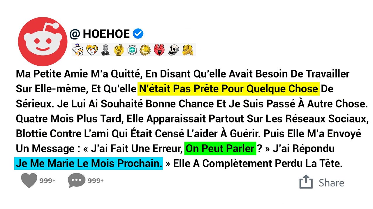 Ma Petite Amie M’a Quitté, En Disant Qu’elle Avait Besoin De Travailler Sur Elle-même...