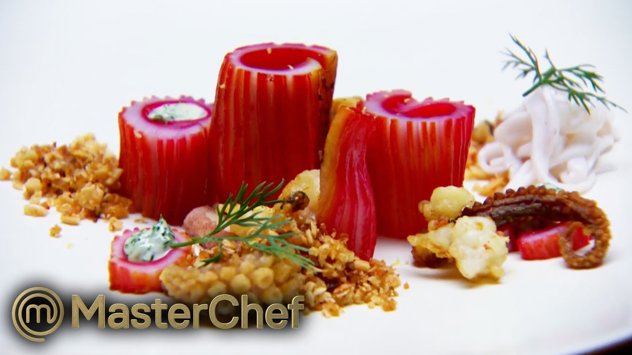 Stunning Beetroot Squid Dish | MasterChef Australia