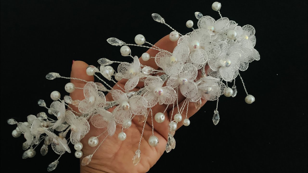 Tutorial how to make a bridal crown with lace and crystals