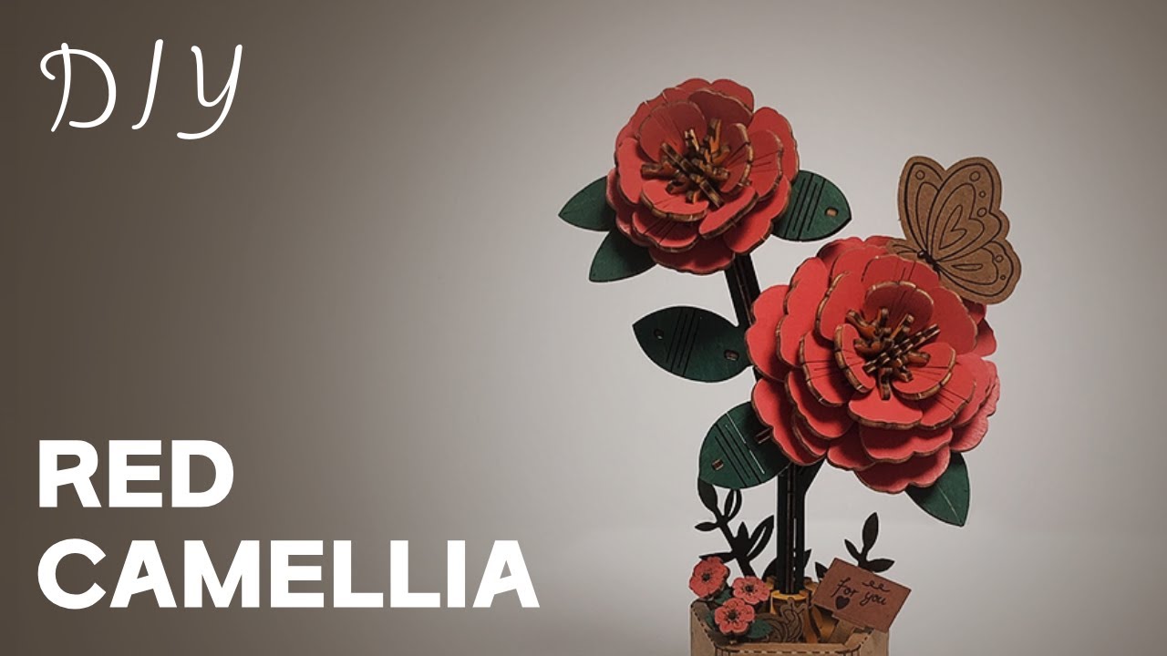 [DIY] 3D 나무 퍼즐 꽃 붉은 동백꽃 만들기 ㅣ 3D WOOD PUZZLE BLOOM RED CAMELLIA DIY