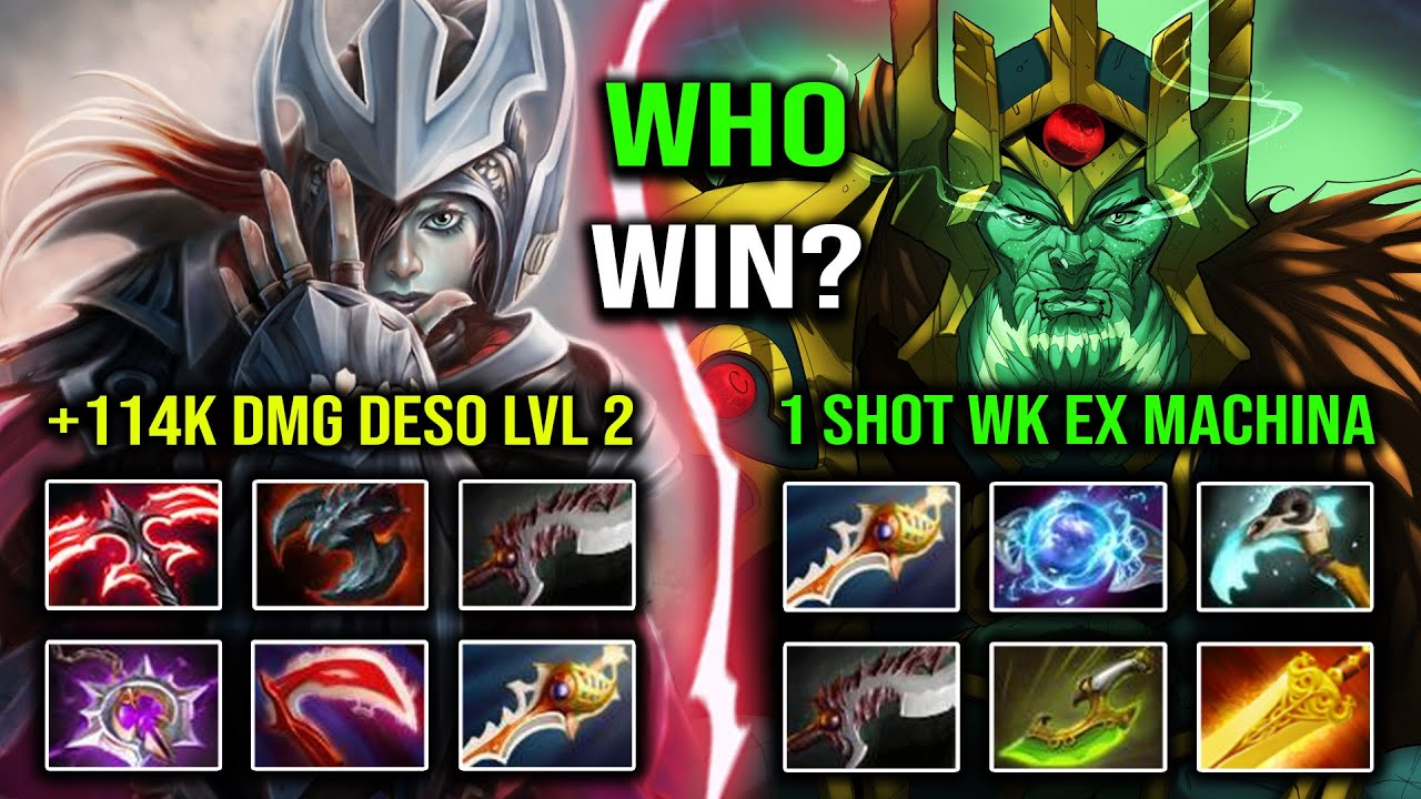 The Greatest Hard Carry Battle Between 114k Dmg Level 2 Desolator PA vs Ex Machina 1 Shot WK DotA 2