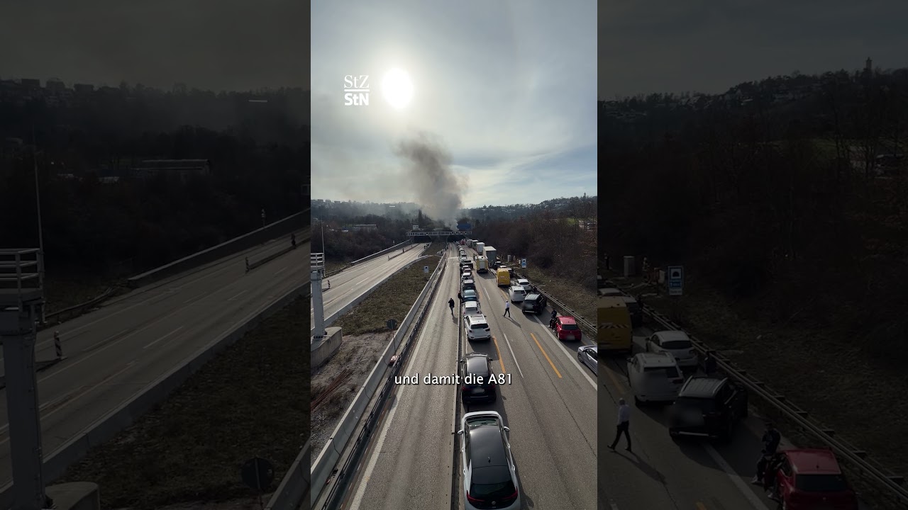 Feuer im Engelbergtunnel bei Leonberg