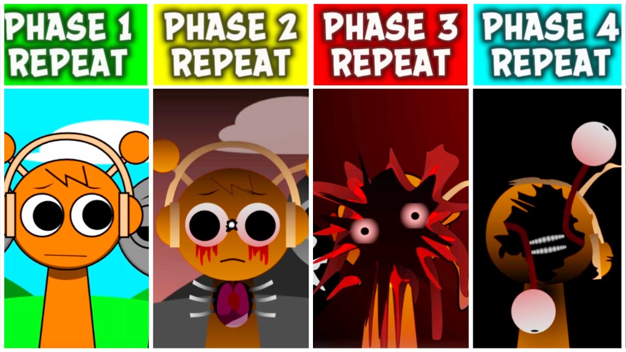 Sprunki phase 1 vs phase 2 vs phase 3 vs phase 4 chelenge Day 2 #sprunki
