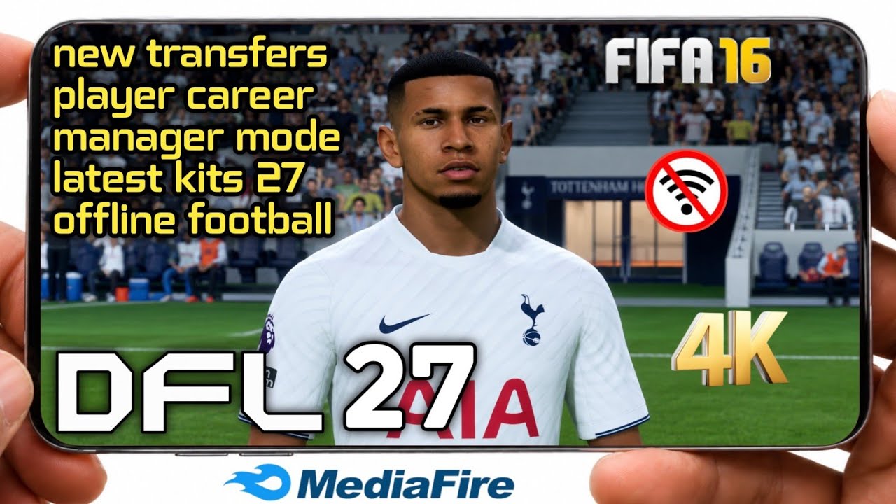 FIFA 16 MOBILE MOD DFL 27 NEW KITS 26/27 SAVE CAREER ANDROID OFFLINE