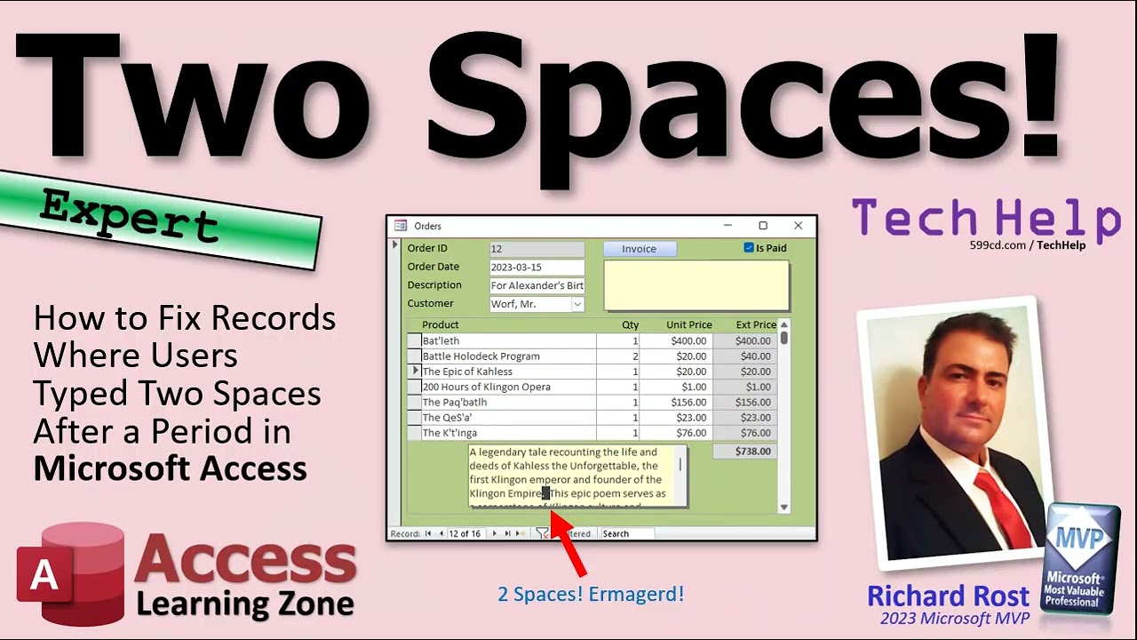 How to Fix Records Where Users Typed Two Spaces After a Period in Microsoft Access
