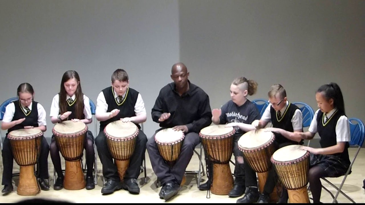 Rory playing in his Djembe group at school