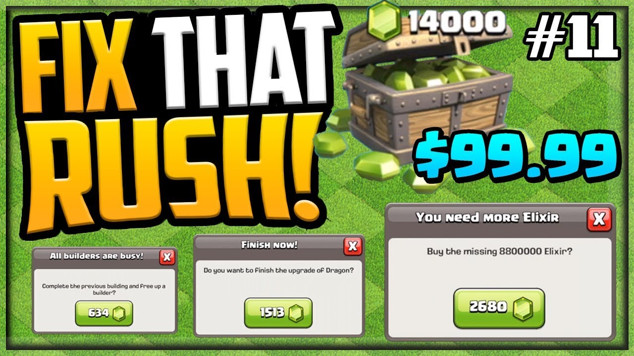RAGE Gemmed to MAX! GEM, MAX, Fix That Rush in Clash of Clans! Episode 11