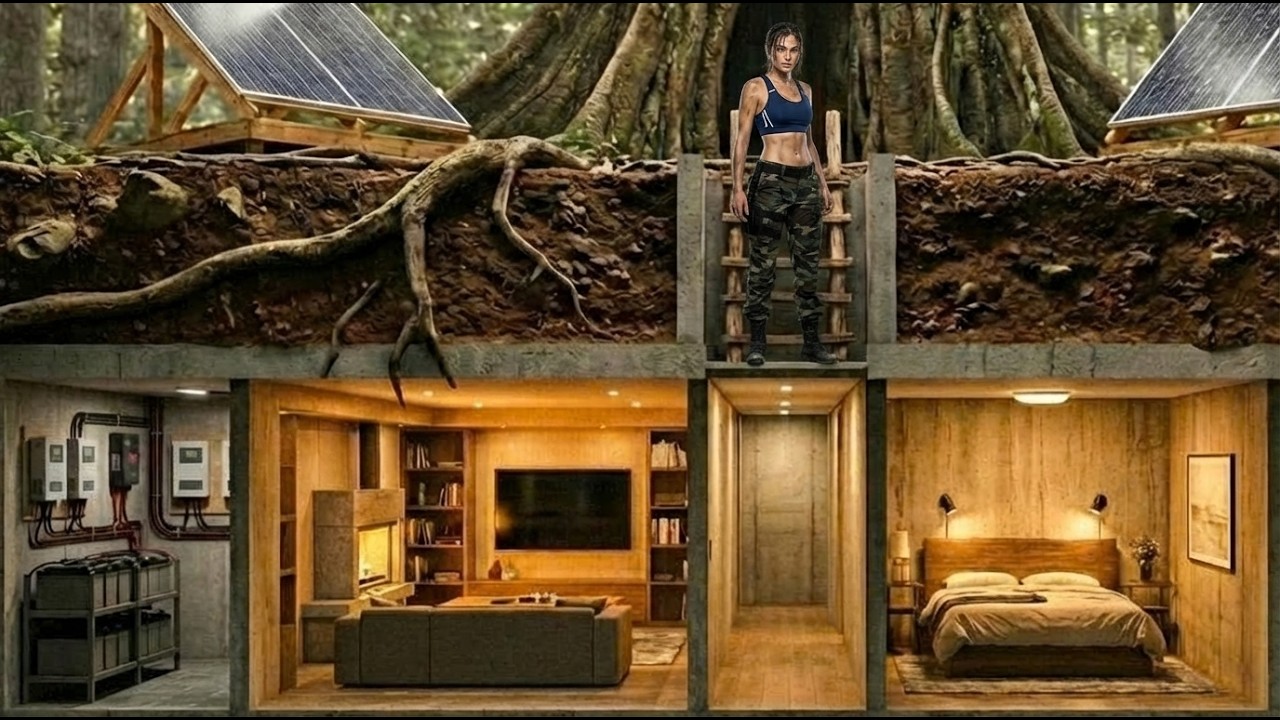 Girl Builds the Ultimate Solar-Powered Secret Base! ⚡ASMR Construction