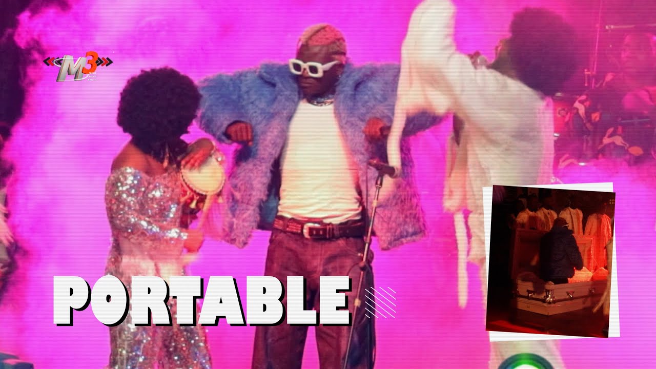 Fans fumes up as Portable makes a weird appearance in a coffin on stage as he performs | M3TV