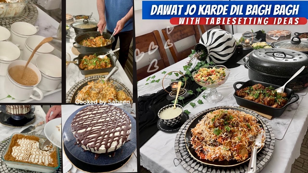 A Happy Dawat in Short Time |Black Theme Table Decor|Roast-Haleem-Biscoff Lasagna | Cooked by Sabeen