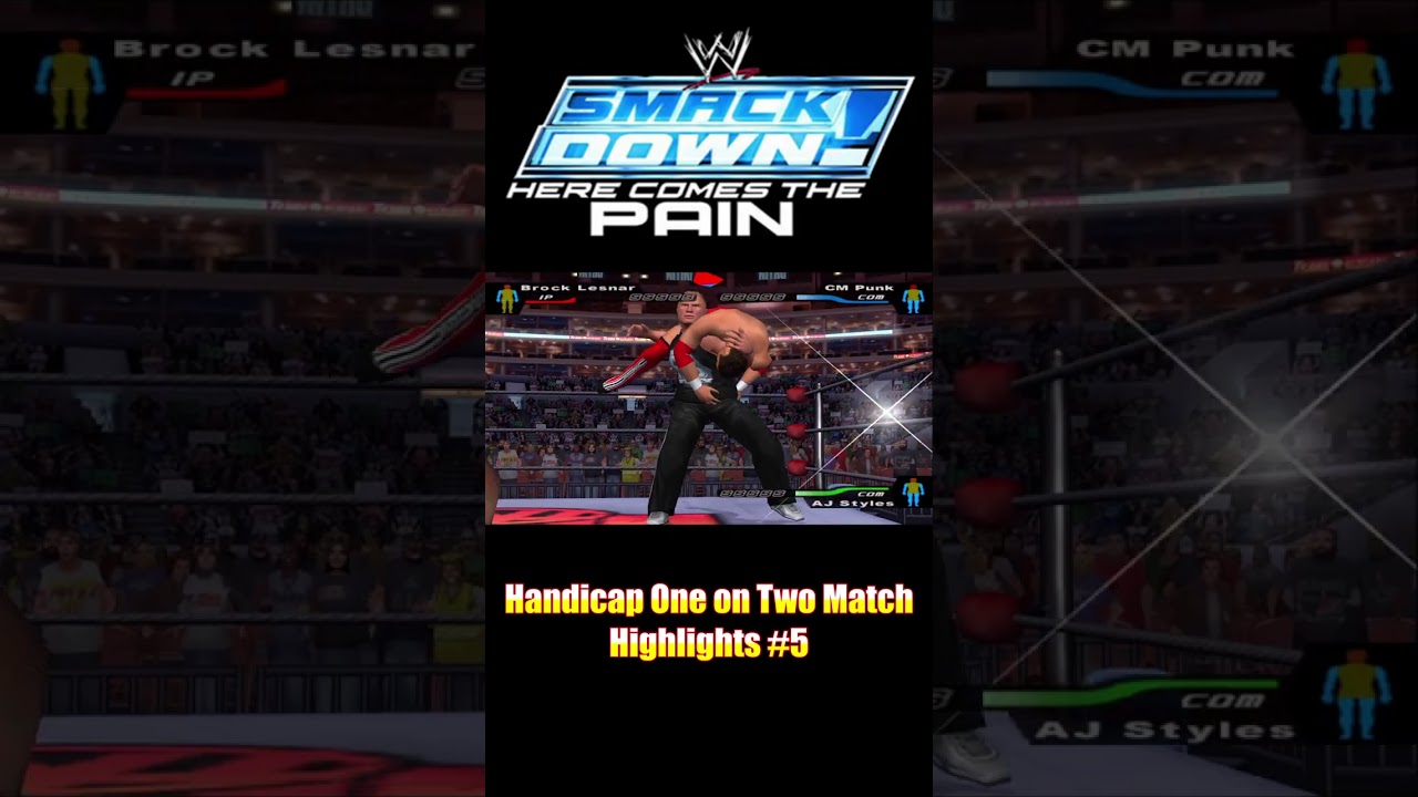 Brock Lesnar vs. CM Punk | AJ Styles | Handicap One on Two Match | WWE Smackdown! Highlights #5🔥🔥🔥