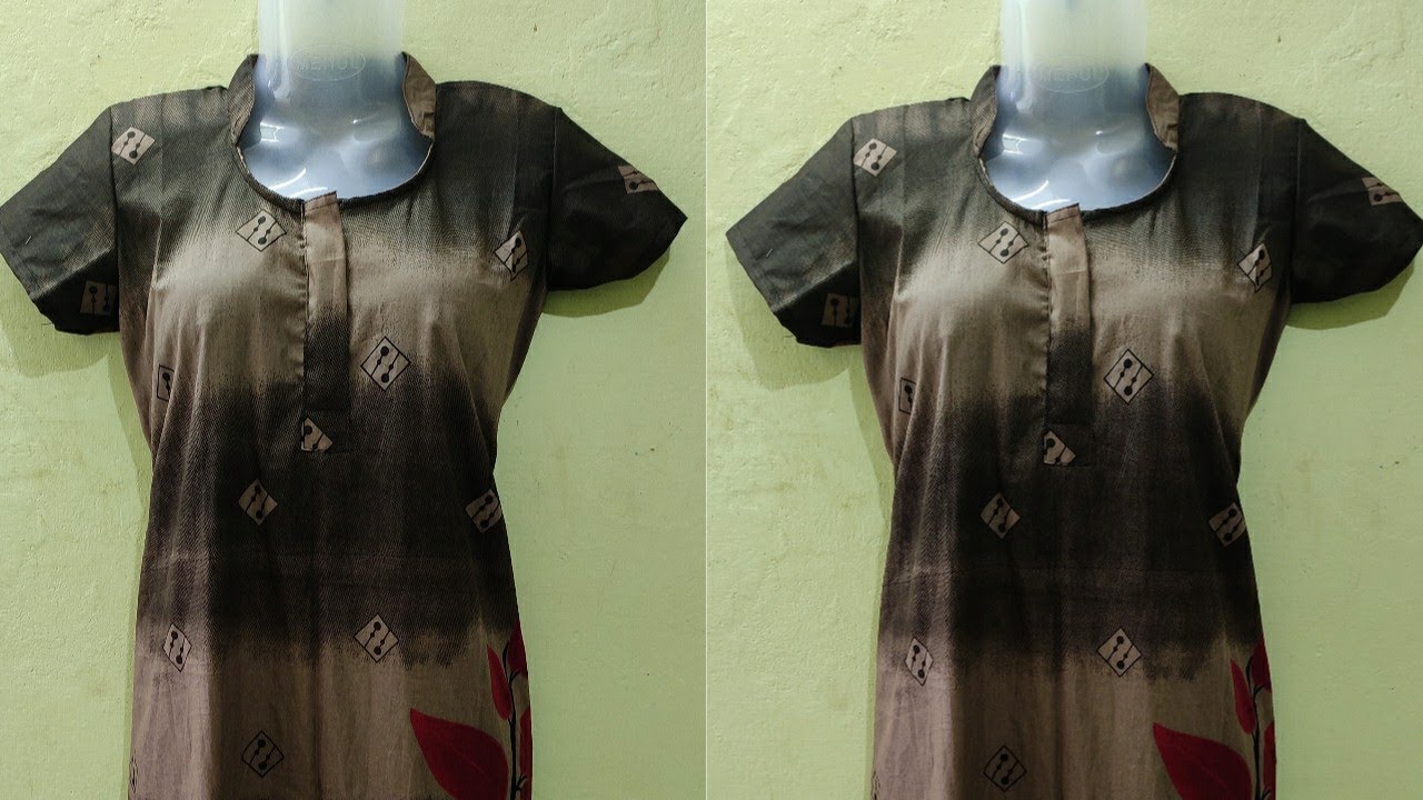 Half collar nighty cutting and stitching | Nighty cutting and stitching | Collar neck |Divi Fashions