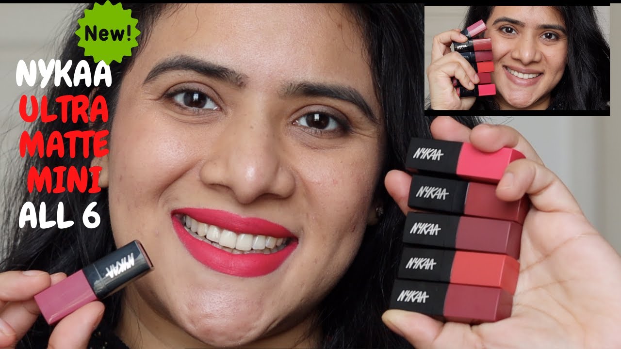 Ультраматовые мини-помады NYKAA | Свотчи всех 6 оттенков при естественном освещении и обзор | DRS...