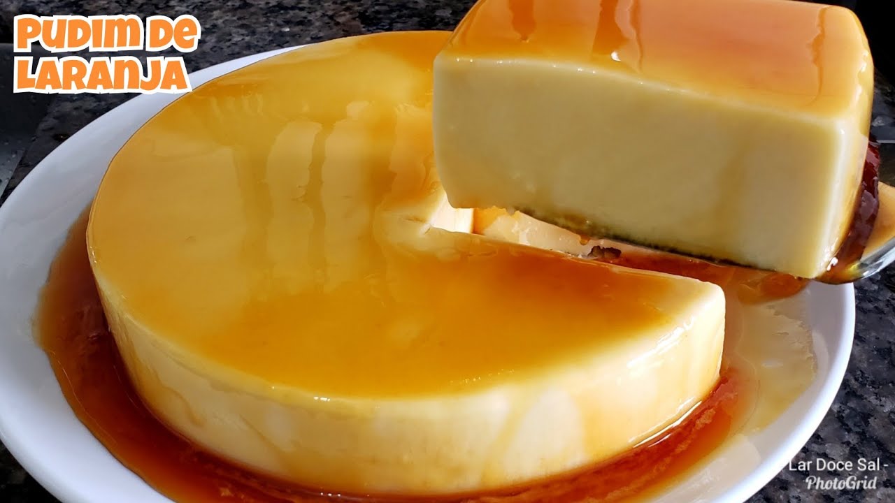 PUDIM DE LARANJA SEM FORNO SEM OVOS SEM MAIZENA