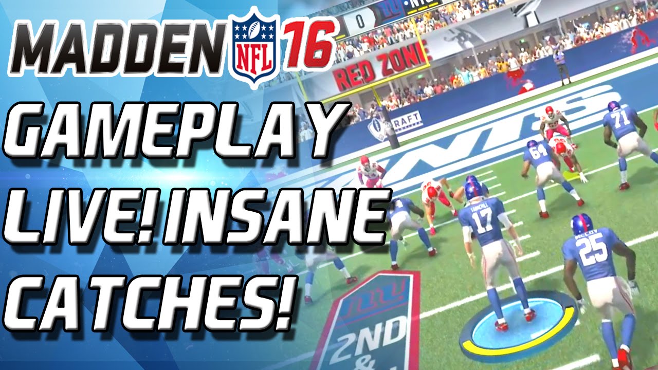Madden 16 GAMEPLAY! LIVE! FULL FIRST HALF! INSANE CATCHES!