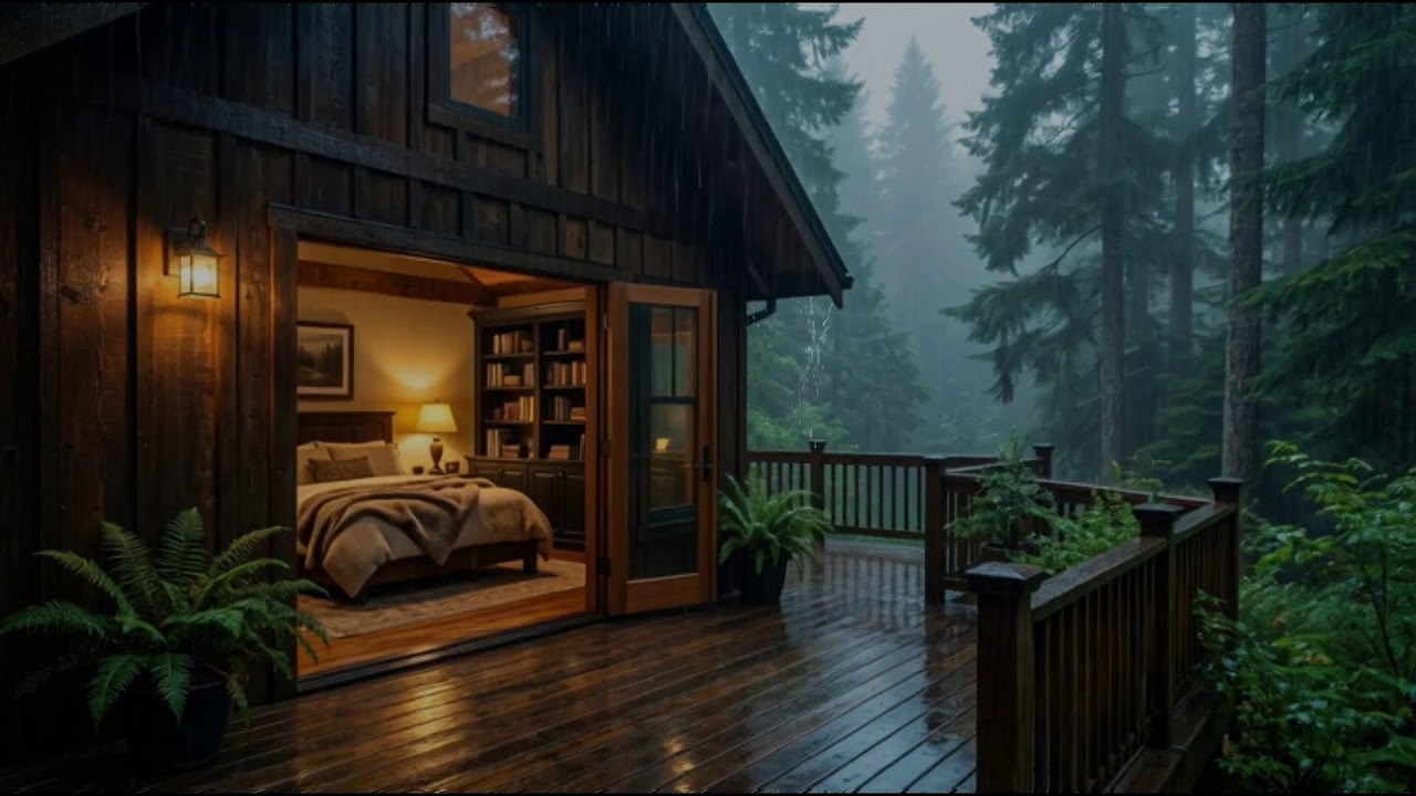 🌧️ Rainy Forest Night for Deep Sleep 🌲 | 8 Hours of Calming Rain Sounds in a Cozy Bedroom