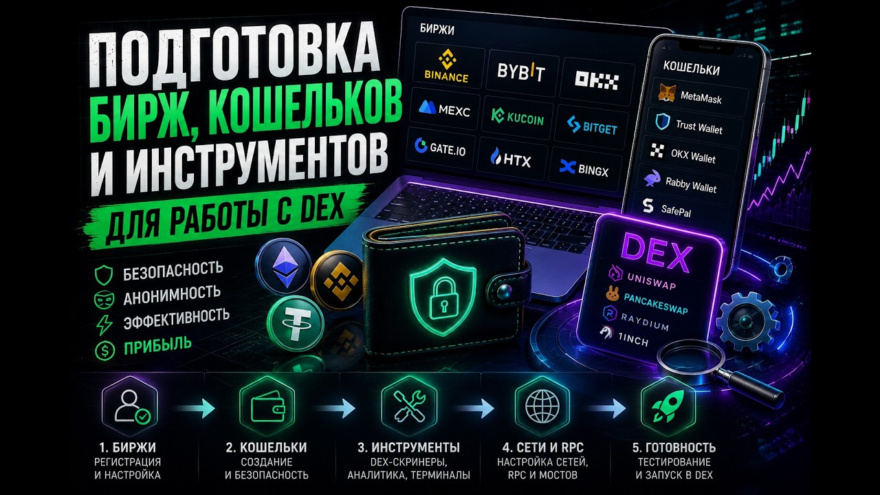 Подготовка бирж, кошельков и инструментов для работы DEX CEX арбитраж