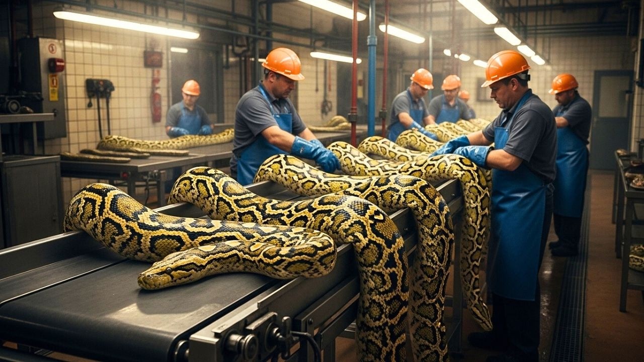 C&oacute;mo se Cr&iacute;an las Pitones para Usar su Piel 🐍 | Granja y F&aacute;brica de Procesamiento de Serpientes