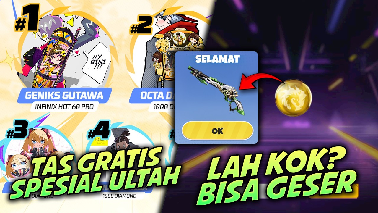 BOCORAN ITEM GRATISAN SPESIAL ULTAH FREE FIRE KE 9 - TRIK GESER SG2 LUMUT??? EMANG BISA?