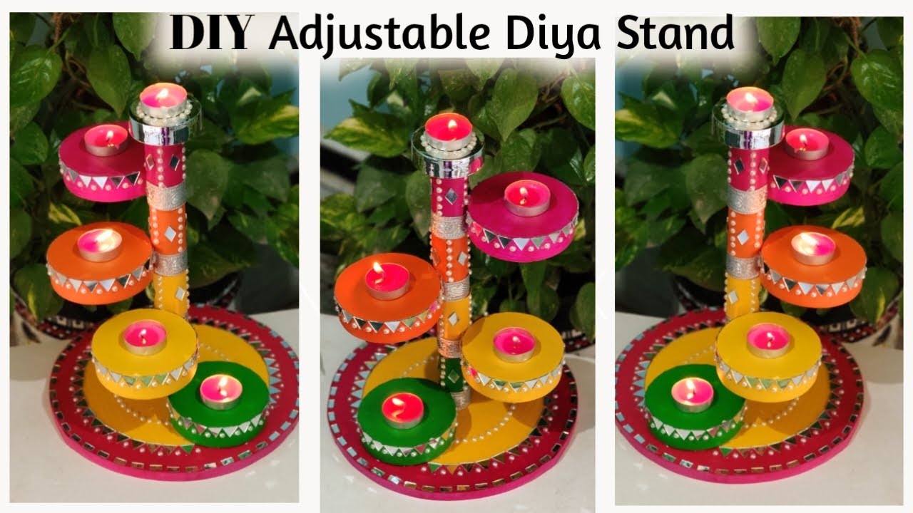 DIY adjustable Diya Stand Making Idea/Best Out Of Waste/Diwali Decoration Ideas